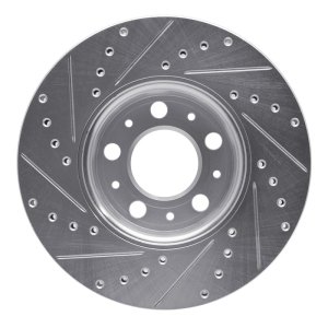 Volvo S60 Brake Rotor (1) - Front Right - R1 Concepts - Drilled & Slotted - Silver - `99-`09